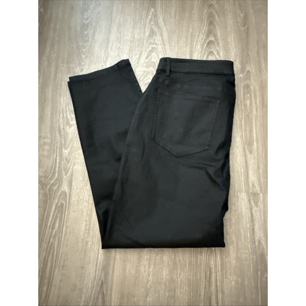 $198 EILEEN FISHER Coated Black Cotton Stretchy Denim Ankle Jeans Women's 14 NEW - Picture 6 of 10